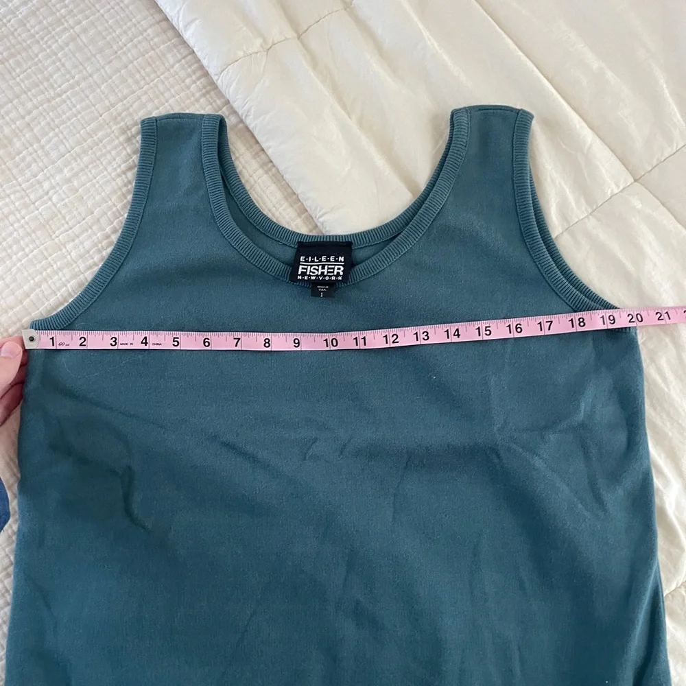 Eileen Fisher Women's 100% cotton tank Top green blue basic classic 90s size 1 - Picture 7 of 11